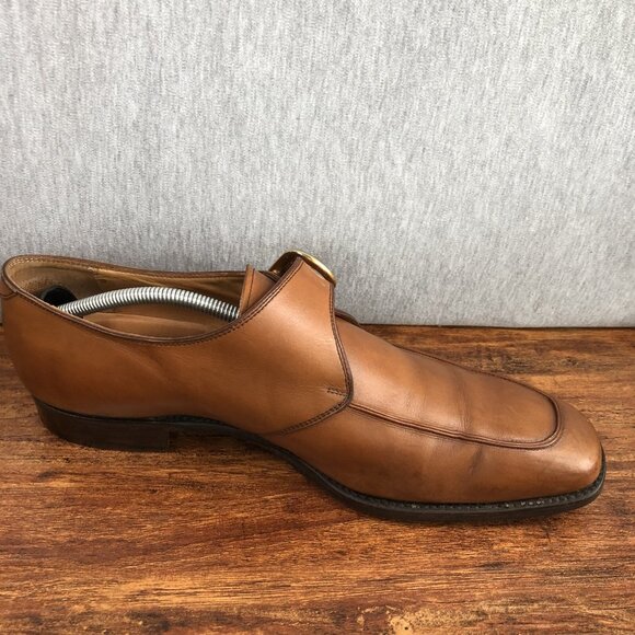 Brooks Brothers Mens Size 12 Brown Slip On‎ Dress Shoes Monk Strap Gold Buckle - Picture 5 of 10